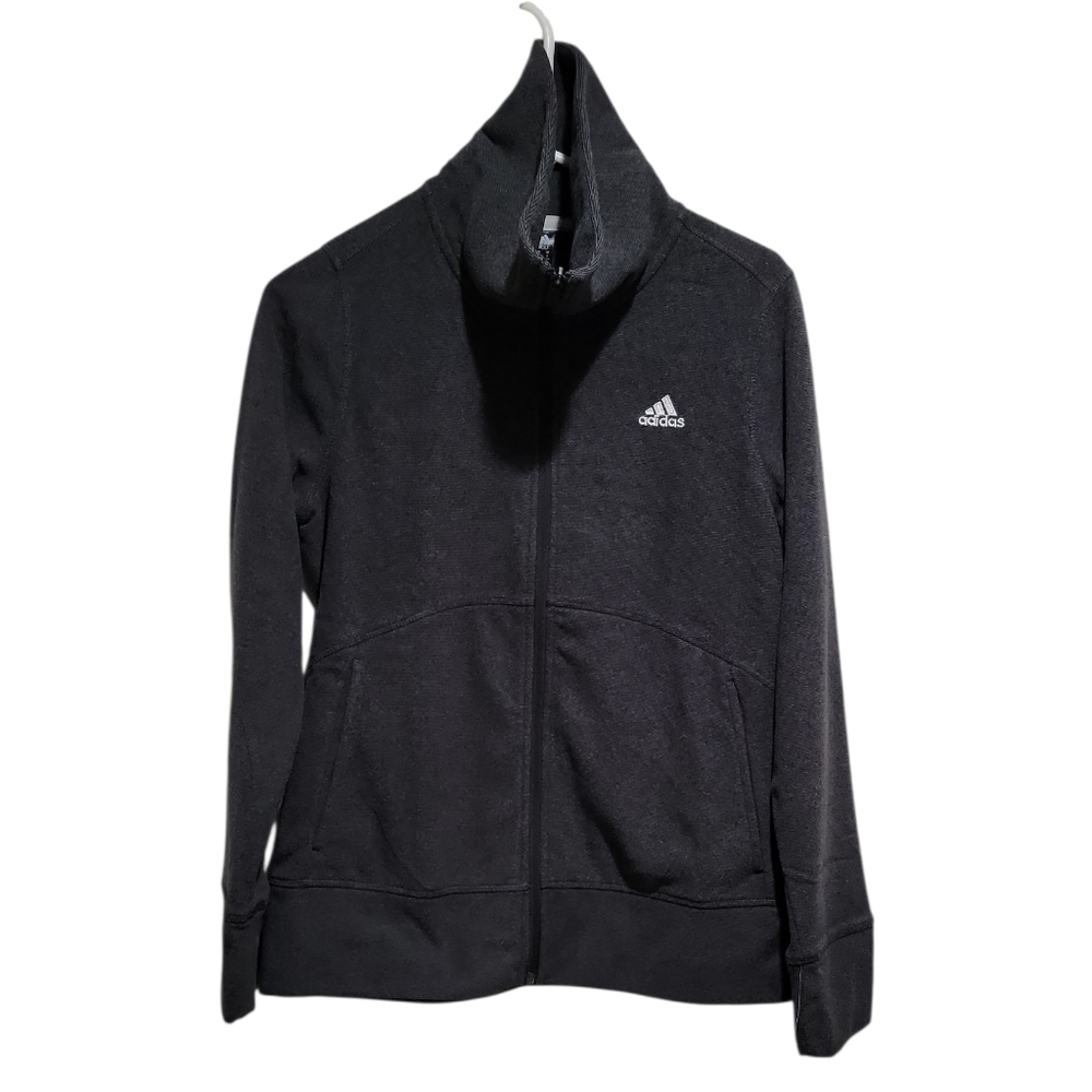 Adidas Women's Heather Fleece Black Bomber Jacket Size Small NWT